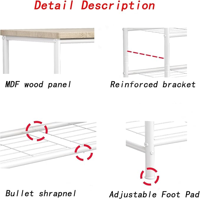 Shoe Rack Organizer 6 Tier for Closet Entryway Free Standing Metal Storage Shoe Shelf with MDF Top Board，White+Oak-NeatNest
