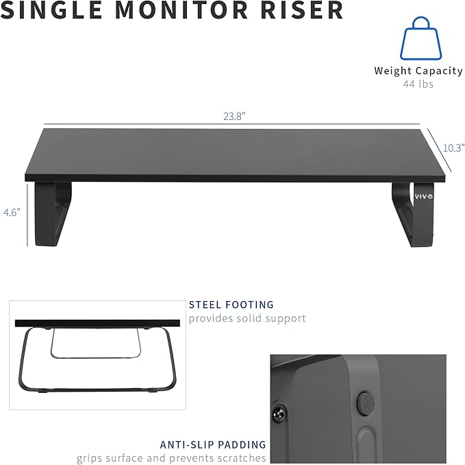 VIVO Monitor and Laptop Stand, 24 inch Desktop Riser, Black, STAND-V000D