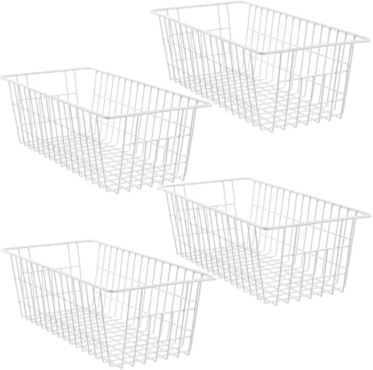 SANNO 14" Freezer Baskets Wire Storage Baskets for Organizing Pantry Organization Bins Cabinets - Metal Basket Kitchen, Laundry, Garage, Fridge, Bathroom Countertop Organizer-NeatNest