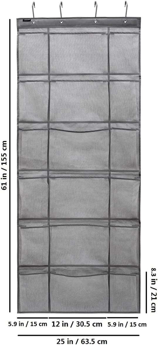 Over The Door Hanging Shoe Rack Organizer 18 Pockets Organizer with 6 Extra Large Mesh Pockets for Shoe Holder Storage (18 Pockets)-NeatNest