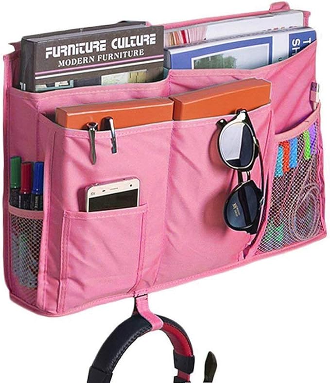 Bunk Bed Organizer - Bedside Storage Caddy with Pocket, Hanging Organizer for Camp, Dorm, Room, Hospital Bed Rail and More (Pink)-NeatNest
