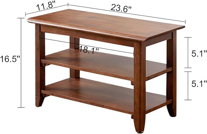 XKZG Storage Bench Wooden Shoe Rack Bench Rustic Solid Wood Entryway Bench (Brown,23.6")-NeatNest