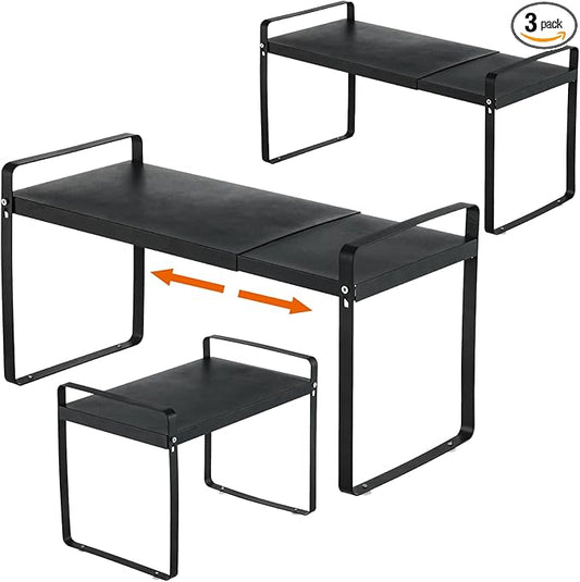 Aertiavty 3 Pack Expandable Cabinet Shelf Organizer Kitchen Shelf Riser Stackable Pantry Shelves Kitchen Organizers and Storage Metal Spice Rack Countertop Organizer Cupboard Adjustable Shelfs-NeatNest