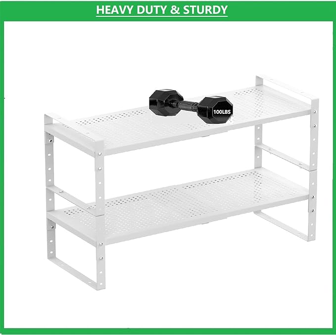 Multi-Functional Metal Shoe Rack, Space-Saving, Perfect for Entryway, Closet, Bathroom, etc. - Sturdy and Durable, High Weight Capacity(1PACK/White/Medium)-NeatNest
