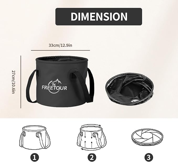 Baiao Collapsible Bucket 5 Gallon, Portable Collapsible Bucket with Handle, Folding Water Container for Fishing Camping Beach Hiking Home Travel Car Washing(Black 20L)-NeatNest