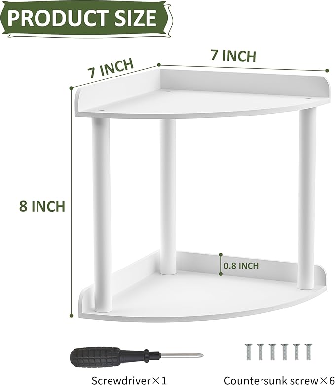 2-Tier Countertop Corner Organizer Shelf - 7x7x8 Inch, White Acrylic Bathroom Organizer for Countertop, Vanity Storage for Skincare, Cosmetics, Perfume-NeatNest