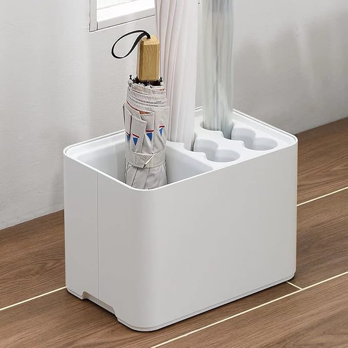 GeLive 10 Hole Umbrella Rack Stand Holder with Drip Tray Space Saver Organizer Fits Entryway Corner Home Office Decor, Hold 10 Umbrellas (White)