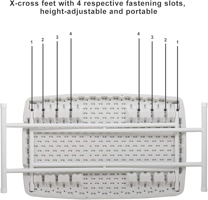 BWM.Co Portable Folding Height-Adjustable Table fot Picnic Beach Personal Desk Home Dining Table for Small Space with X-Crossed Feet for Business or Home Use,Easy Assembly, White-NeatNest