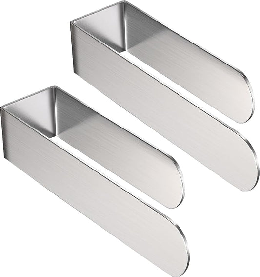 HUFEEOH 2 Pack Adhesive Hand Towel Holder, Sticky Towel Bar Towel Holder Wall Mounted, Stainless Steel Kitchen Towel Holder Hand Towel Rack for Bahtroom Hotel RV Kitchen (Silver)