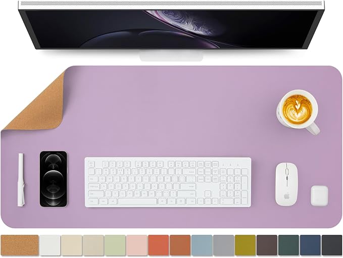 Cork Purple Desk Mat - Dual-Sided Desk Pad for Office and Home - Desk Organization and Accessories - Ideal for Large Mouse Pad and Desk Mats on Top of Desks(36"x 17")-NeatNest
