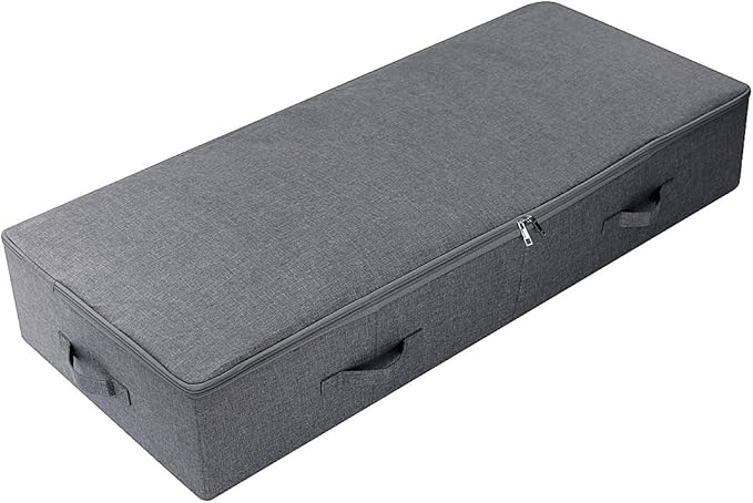 39.4 inch（100cm）Longer Bedroom Underbed Storage Containers with Lid for Duvets, Blankets, Clothes, Shoes, Toys, Comforters, Wedding Dress Folding Rigid Organizer Bins, Black Gray-NeatNest