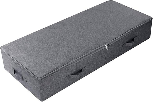 39.4 inch（100cm）Longer Bedroom Underbed Storage Containers with Lid for Duvets, Blankets, Clothes, Shoes, Toys, Comforters, Wedding Dress Folding Rigid Organizer Bins, Black Gray-NeatNest