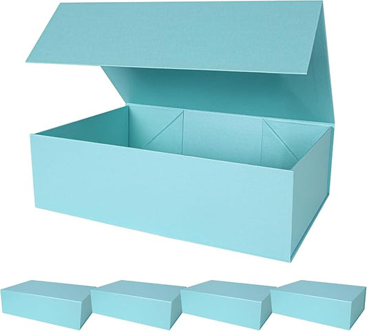 Aimyoo Blue Magnetic Gift Boxes with Lids 13.8x9x4.3 in, Large Bridesmaid Groomsman Proposal Box, Rectangle Collapsible Box for Present Graduation Birthday Storage 5 Pack-NeatNest