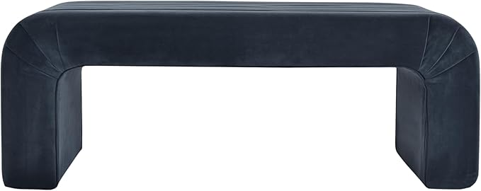 HomePop Arch Channel Bench|Bench for Living Room & Bedroom | Decorative Home Furniture - Blue Velvet