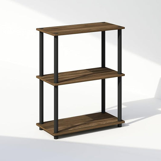 Furinno Turn-N-Tube 3-Tier Multipurpose Compact Display Bookcase, Columbia Walnut/Black-NeatNest