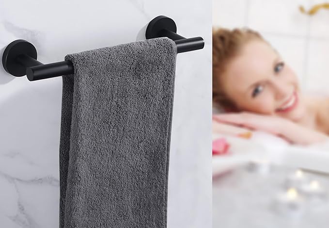 9 Inch Towel Bar 2 Pack for Bathroom 9/12/16/24/28/33 Inch Kitchen Hand Towel Holder Matted Black Stainless Steel 304 RUSTPROOF Wall Mount Towel Rod 2 of Pack (2, Matted Black, 9 Inch)