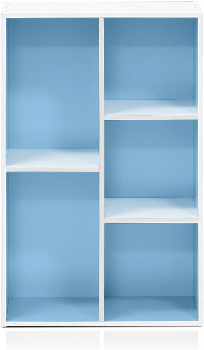 Furinno 5-Cube Reversible Open Shelf, White/Light Blue 11069WH/LBL-NeatNest