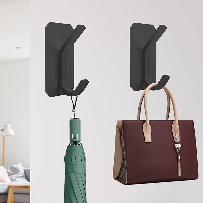 HUFEEOH Adhesive Bathroom Accessories Set, 6 Piece Bathroom Hardware Set Towel Racks for Bathroom Wall Mounted Black Towel Bar Set
