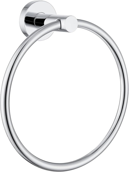 Bath Towel Ring Chrome, Angle Simple Stainless Steel Hand Towel Holder, Round Towel Hanger Heavy Duty, Wall Mounted