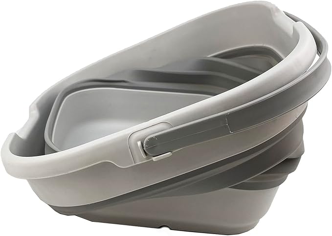 SAMMART 9.5L (2.5 Gallon) Collapsible Rectangular Handy Basket/Bucket (Grey (Set of 2))-NeatNest