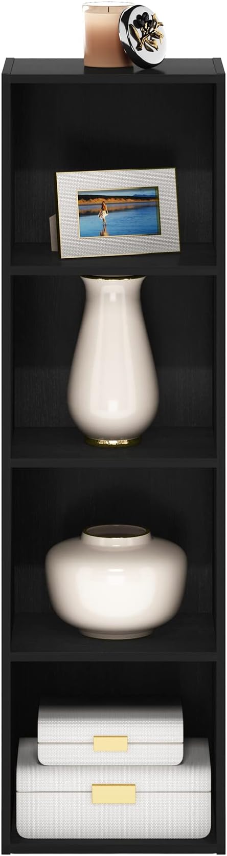 Furinno Luder Bookcase / Book / Storage, 4-Tier Cube, Blackwood-NeatNest