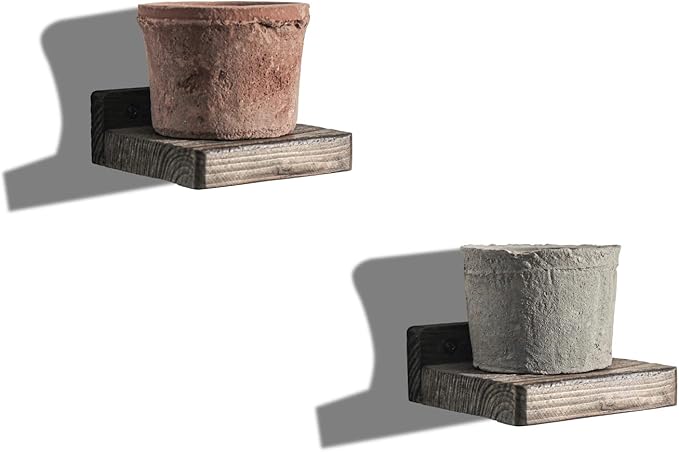 Freezing point Small Floating Shelves for Wall Set of 2 Natural Wood 4Inch Mini Wall Shelf Decor Plant Display Collectibles Mounted Kitchen Bathroom Bedroom Corner Decorative Storage Tiny Stand Brown-NeatNest