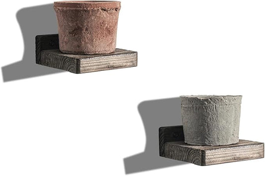 Freezing point Small Floating Shelves for Wall Set of 2 Natural Wood 4Inch Mini Wall Shelf Decor Plant Display Collectibles Mounted Kitchen Bathroom Bedroom Corner Decorative Storage Tiny Stand Brown-NeatNest