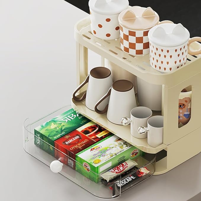 3-Tier Desk Organizers & Dispensers，Mail Holder for Office Desk Organization，Kitchen Spice Rack or Bathroom Countertop Organizer, Gift for Teachers, Classmates, and Friends (Beige)-NeatNest