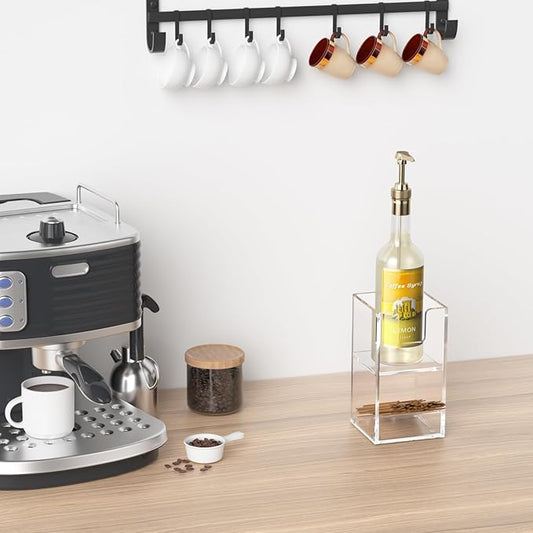 Coffee Condiment and Cup Organizer - 2-Tier Upright Cup and Lid Holder with Straw Organizer 2 Compartments Clear Acrylic Cup Dispenser for Restaurant Breakroom Coffee Station Countertop-NeatNest