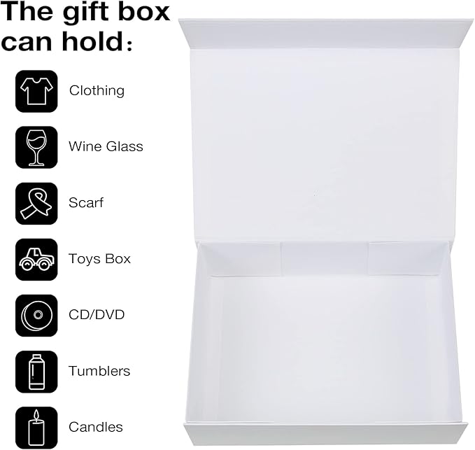 Aimyoo White Collapsible Gift Box with Magnetic Closure Lids 10.5x7x3 in, Bridesmaid Groomsman Proposal Boxes, Rectangle Storage Box 3 Pack-NeatNest