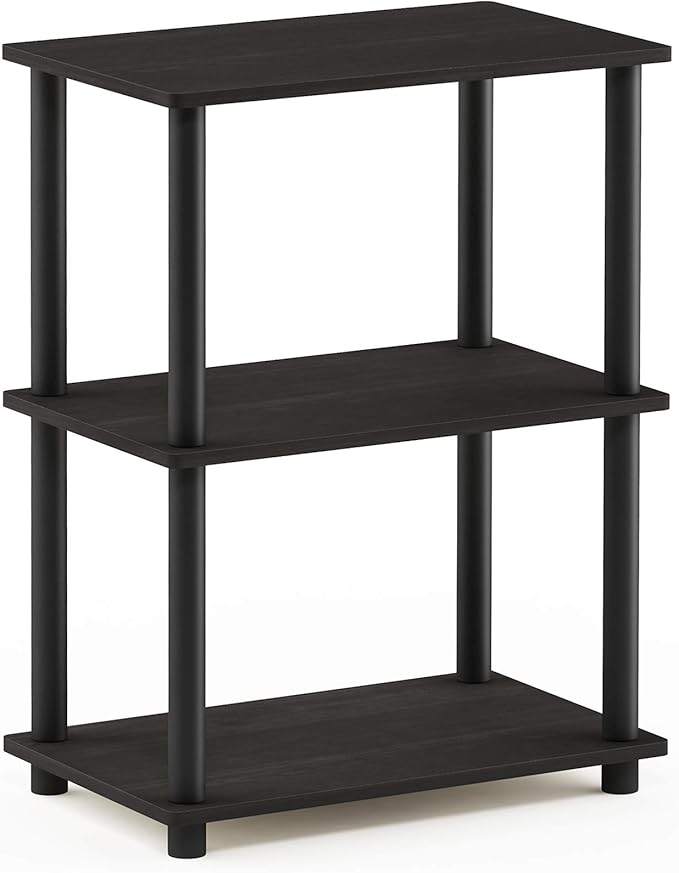 Furinno Turn-N-Tube No Tool 3-Tier Storage Shelf, Narrow, Espresso/Black-NeatNest