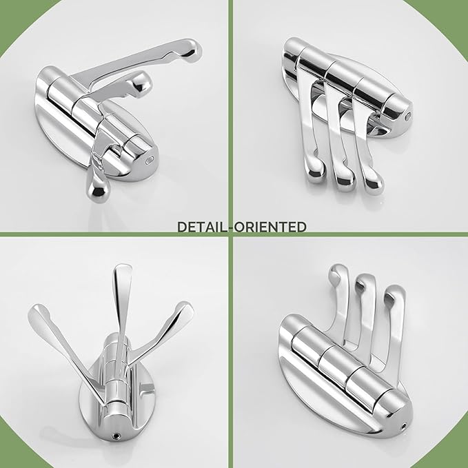 Angle Simple Bathroom Towel Hook Swivel, Metal Hand Towel Hook for Wall, Foldable Robe Coat Hanger, Chrome