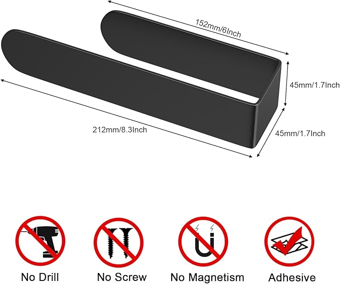 HUFEEOH Hand Towel Holder, Black Hand Towel Bar, Stainless Steel Self Adhesive Bathroom Towel Bar Stick on Wall