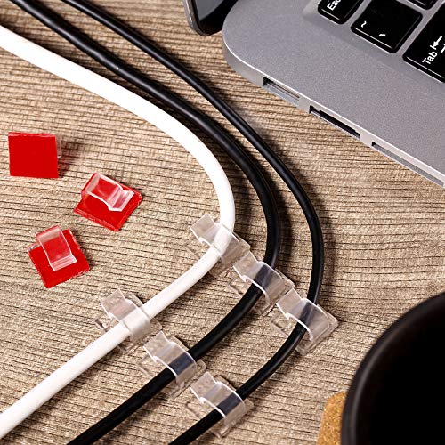 Blulu 100 Pcs Adhesive Cable Clips Bulk Wire Holder for Cord Organizer Clips Cable Management Outdoor Light Hooks for Christmas Wall String Lights Fairy Lights-NeatNest