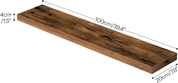 HOOBRO Floating Shelves for Wall, Wall Mounted Shelf Set of 2, 39.4" Hanging Shelf with Invisible Brackets, for Wall Bathroom, Bedroom, Toilet, Kitchen, Livingroom, Office, Rustic Brown BF100BJP201G2-NeatNest