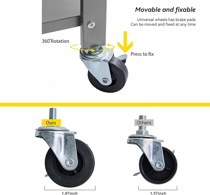 BRIAN & DANY 5-Tier Foldable Storage Shelves with Wheels, Folding Metal Rack Shelving Unit, Heavy Duty No Assembly Organizer Shelf for Garage, Kitchen, Basement, Pantry, Gray-NeatNest
