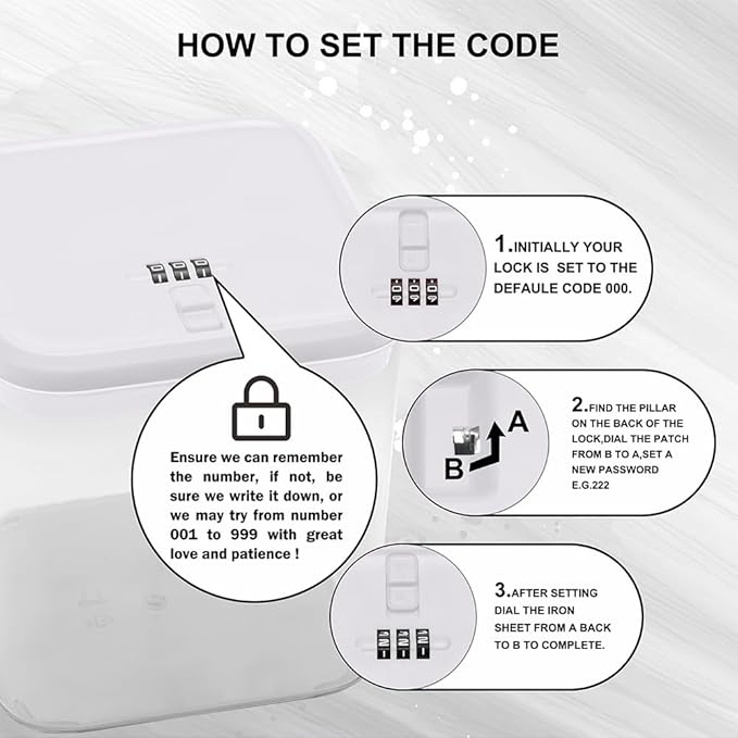 Clear Lockable Storage Box for Medicine Safe,Food Jar,Snacks,Phone - Secure Lock Box Refrigeator Container Bin Store Tank with Combination for Kitchen,Home,Office,Hospital (5.6×5.6×6.3 In) (White)-NeatNest