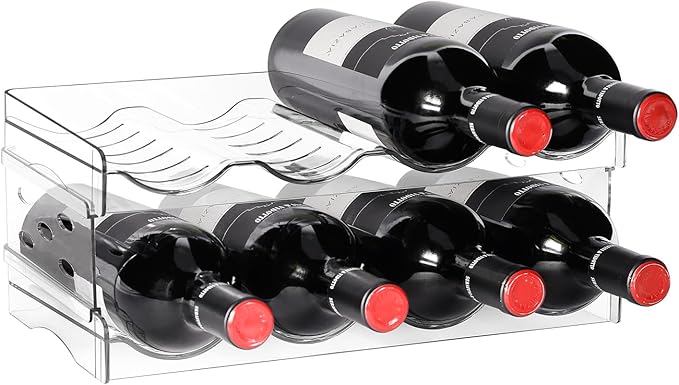 BoxedHome Plastic Water Bottle Organizer and Wine Rack Storage Holder for Inside Cabinet, Kitchen Countertop, Table Top, Pantry, Bars, Cabinets, Fridge - Clear (2 Tier 8 Containers)-NeatNest