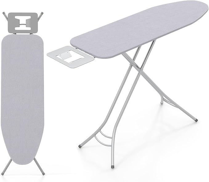 GOFLAME Folding Ironing Board, Height Adjustable Ironing Board w/Iron Rest, Removable Cover, Sturdy Metal Frame, 48.5" x 15.5" Compact & Portable Ironing Board for Household (Grey)