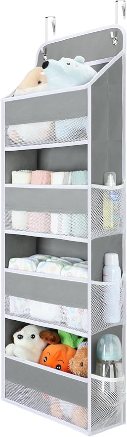 Yecaye 1 Pack Over the Door Organizer, 35.2lbs Load Toy Stuffed Animal Storage, Swing-proof Hanging Bathroom Organizers and Storage for Nursery Newborn Baby Essential Stuff Dorm Room Essentials-NeatNest