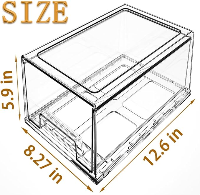 clear Drawer-Type Plastic Storage Box Bins Organizer，Family First Aid Kits Medicine cabinet Box Organizer,Closet ，Shelf，Ointments, Adhesive Bandages，Cosmetics,Office Items (clear, 2L Extra Large)-NeatNest