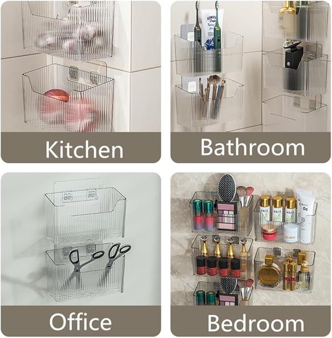 2 Pack Adhesive Cabinet Door Organizer, Storage Bins Lid Organizer Cabinet Wall Mount Pantry Door Caddy Containers for Kitchen Bathroom Countertops-NeatNest