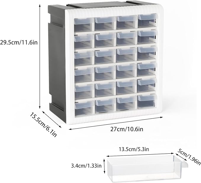 Gonice Craft Cabinet Organizer, 24 Drawer Plastic Parts Cabinet, Tool Storage Box for Screws, Nuts and Small Parts