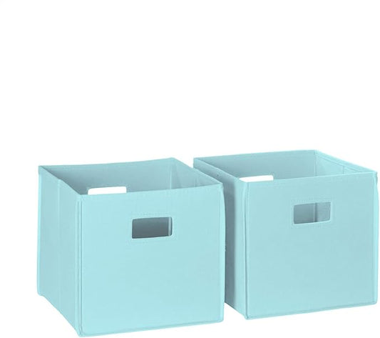 RiverRidge Folding Storage Bins with Handles Aqua Cube Storage Organizer for Closet, Bedroom & Playroom - Closet Organizers and Storage Set of 2-NeatNest