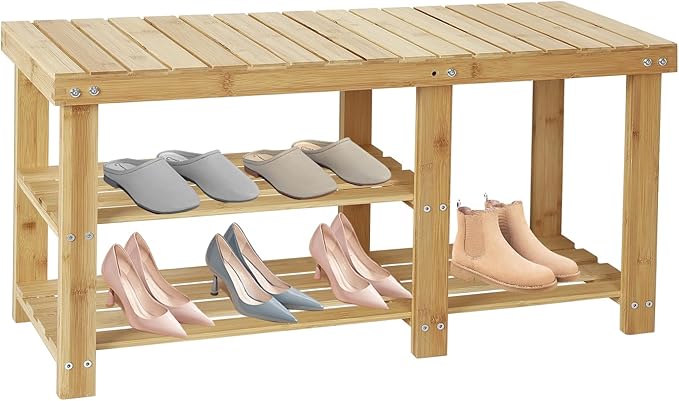 Shoe Rack Bench, 3 Tier Sturdy Shoe Bench, Storage Shoe Organizer, Holds up to 350lbs for Entryway Organizer Bedroom Living Bathroom Room Balcony.