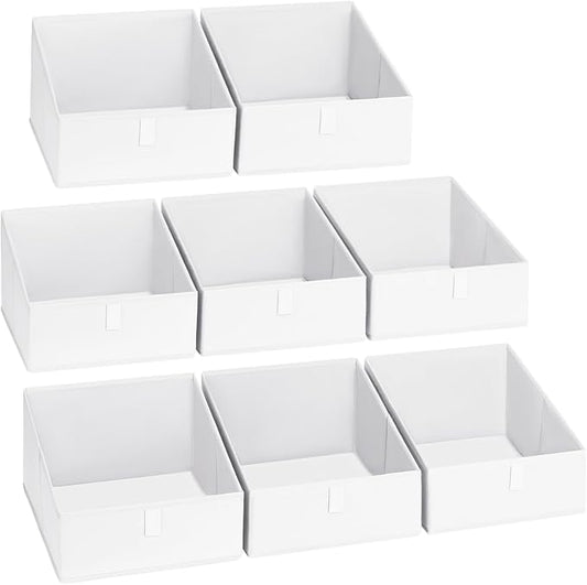 DIMJ Closet Storage Bins 8 Pack - Fabric Trapezoid Closet Organizer Bin, Foldable Storage Baskets for Shelves, Shelf Organizer, Clothing Storage Box for Toys, Books, Towel, Clothes-NeatNest