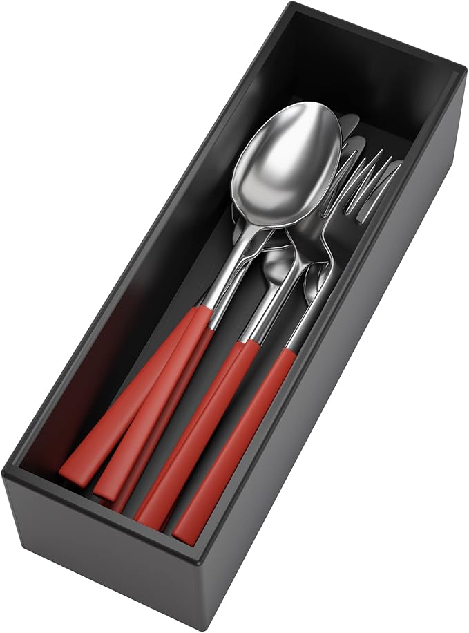 Black Bamboo Drawer Organizer - Silverware&Utensil Holder Organizer for Kitchen Drawers, Multi-Use Drawer Dividers Boxes for Bathroom Counter，Cabinet, Garage, Office Desk, Makeup, Jewelry (9"3"2.5")-NeatNest