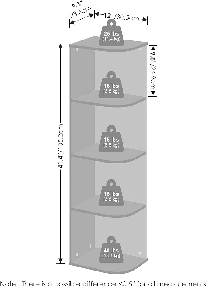 Furinno Reed 4-Tier Space Saving Corner Storage Display Shelf, Blackwood-NeatNest