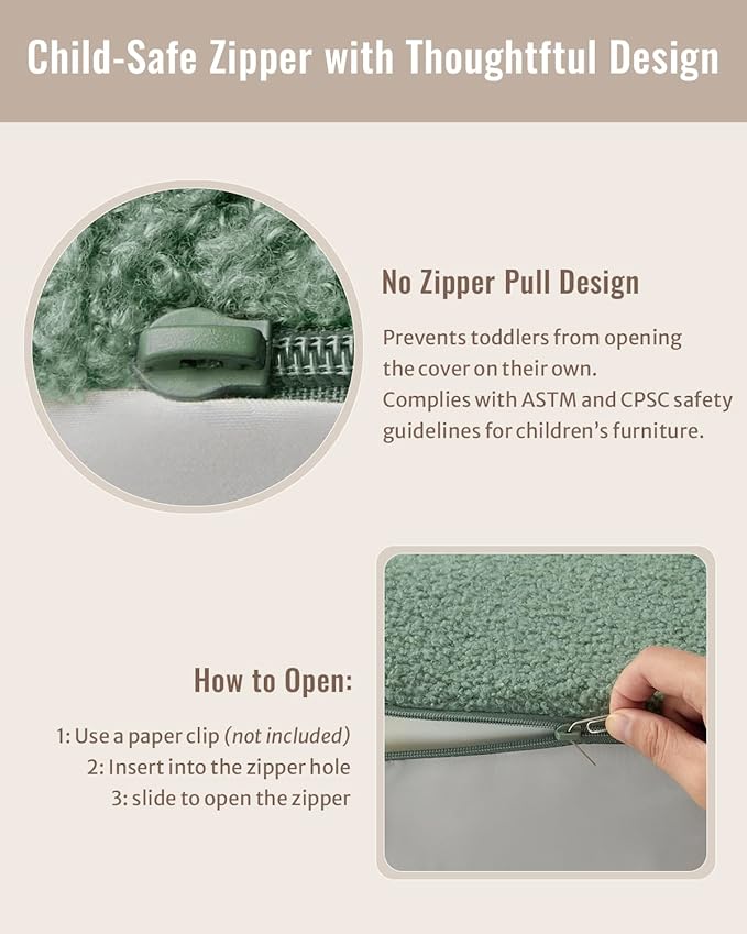 Blissful Diary Kids Couch, 2-in-1 Soft Toddler Couch Fold Out, Toddler Chair Comfy, Convertible Sofa to Lounger, Kids Furniture for Playroom, Gift for Birthday, Children's Day, Green Shell-NeatNest