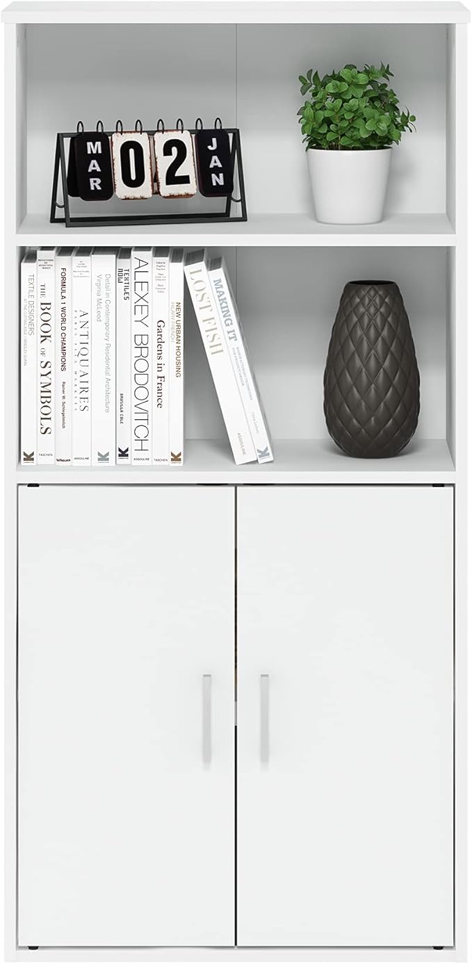 Furinno Pasir 4-Tier Storage Bookcase, Bookshelf, Multipurpose Shelf, White